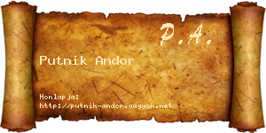 Putnik Andor névjegykártya